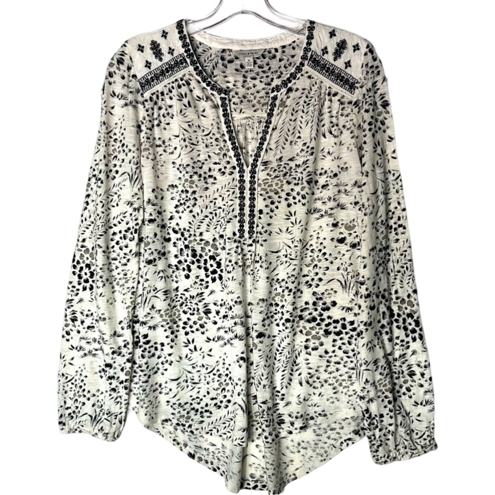 Lucky Brand Women’s Pullover Cotton Knit Top Sz M Boho Coastal Cowgirl Hippy
